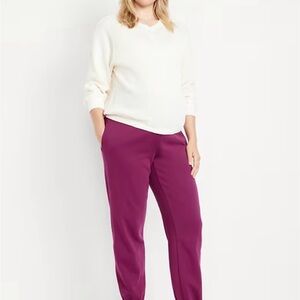 Maternity Rollover-Waist Jogger Sweatpants